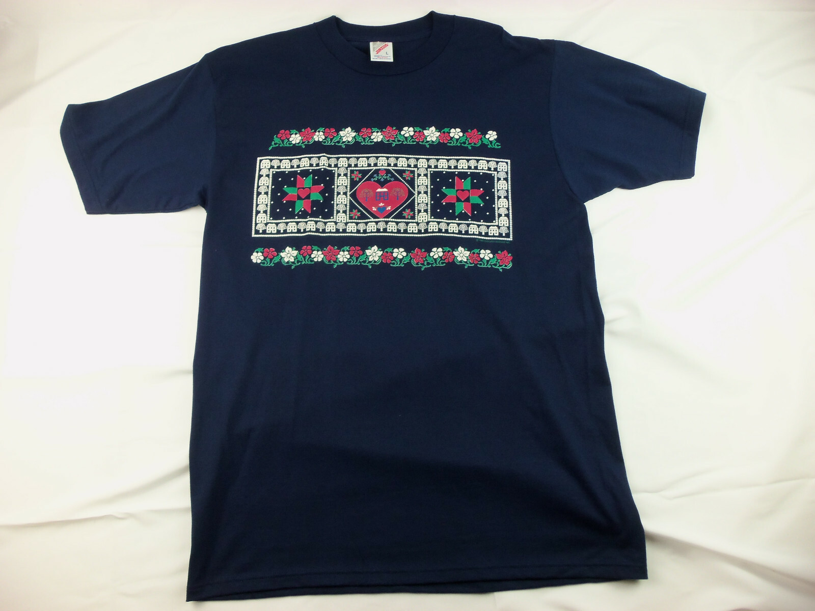 Vintage 90s Endless Designs Hearts Flowers T-shirt Size L Large Made in USA