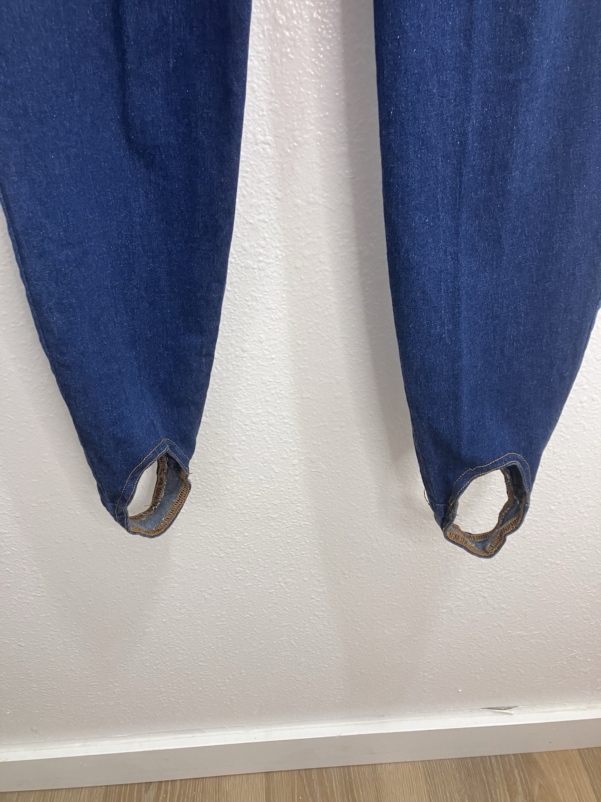 Vintage 1980s Stampede Blue Denim Stirrup Jeggings Womens Size 18W Made In USA