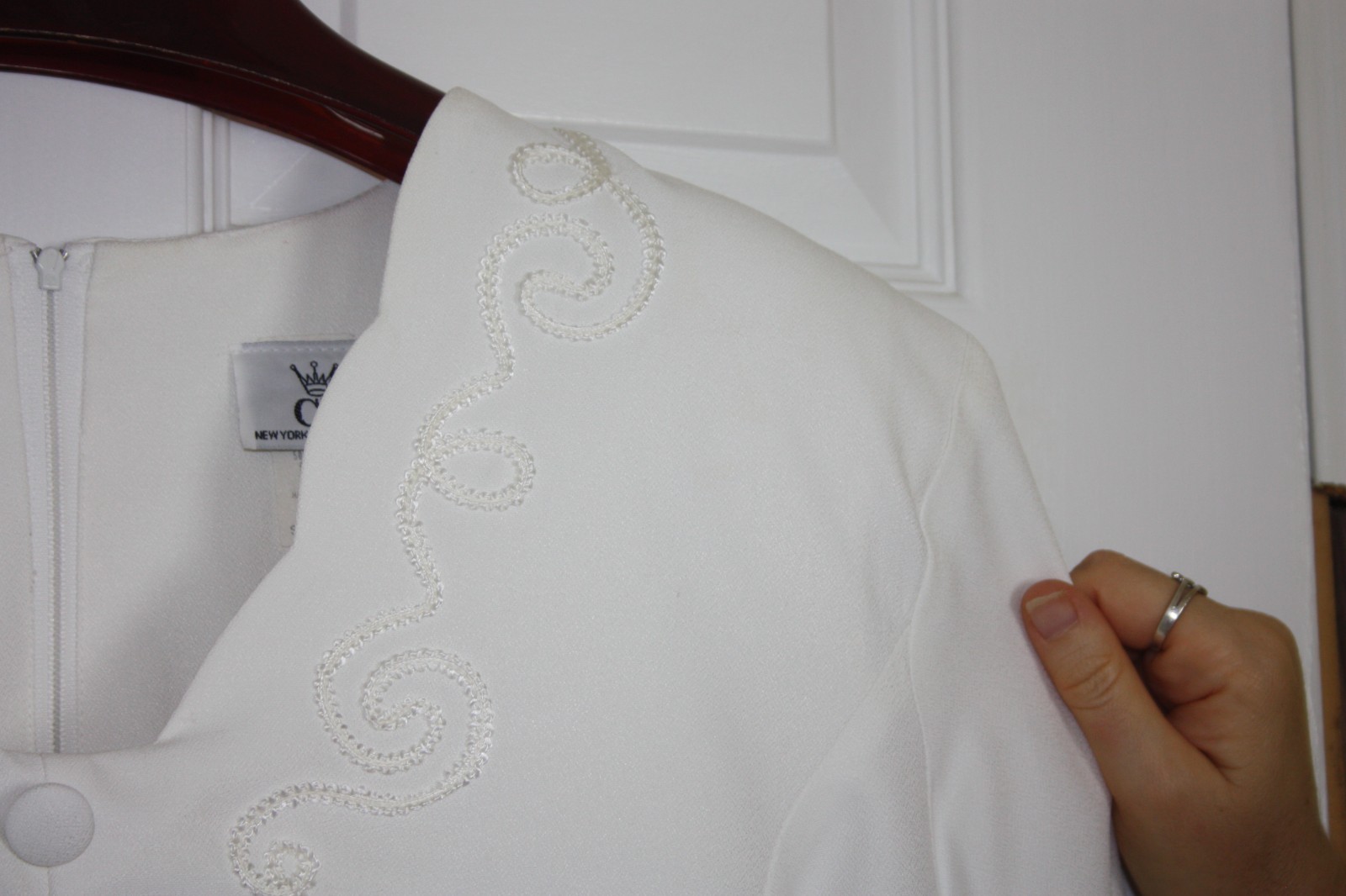 CB New York Vintage Cottagecore Prairie Dress Womens 24 White Layered Embroidery