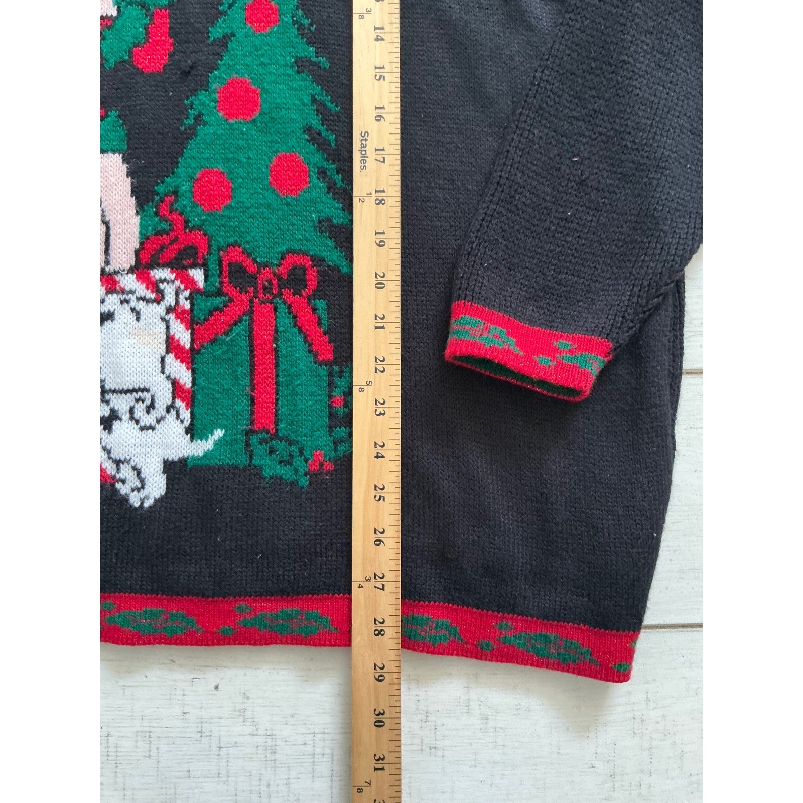 Vintage JJ Browne Betty Boop Christmas Sweater Black Red Knit Pullover Medium 2X