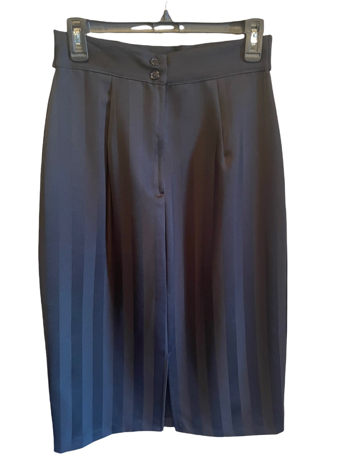 VINTAGE 80’s SKIRT BLACK Kayo of California Tuxedo Straight MIDI Slit Back Belt