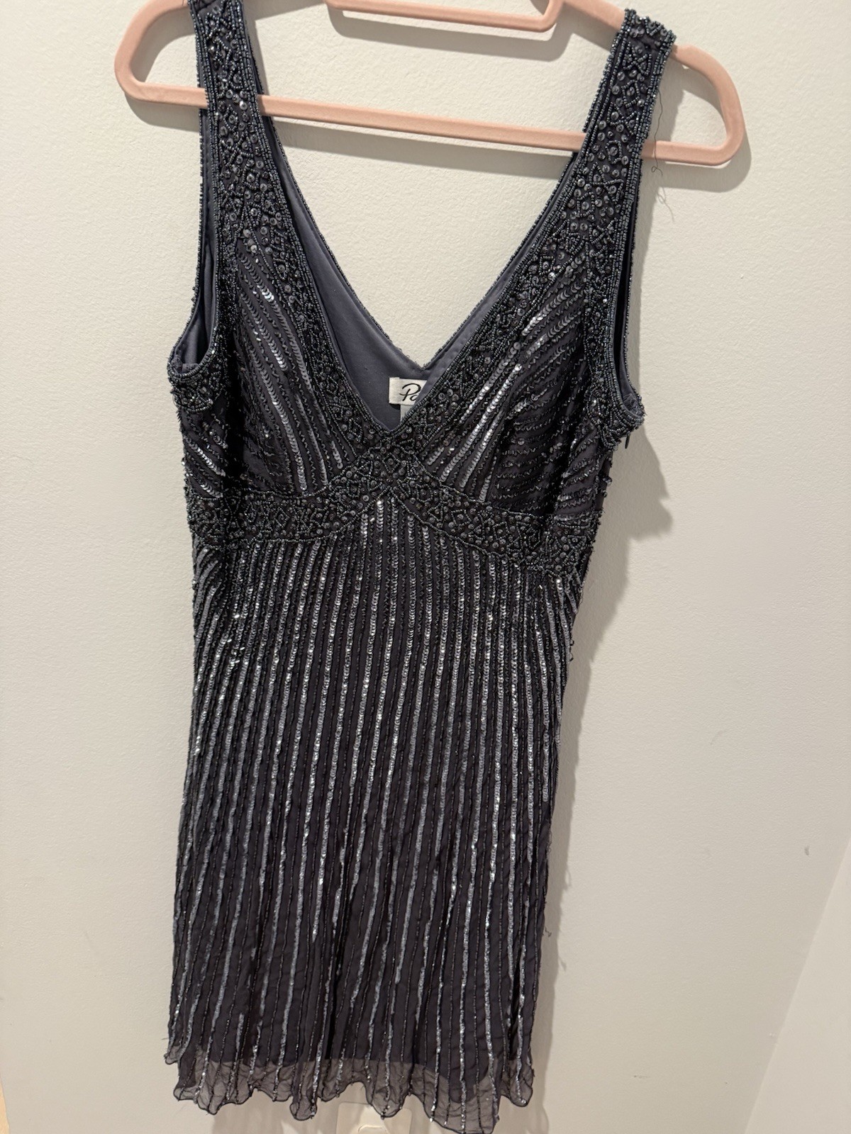 Vintage Patra Silk Beaded Cocktail Dress Size 14