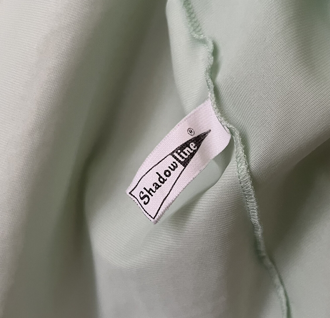 Vtg Shadowline Mint Green Cropped Bed Jacket Pajama Top Lace Trim Capelet Medium