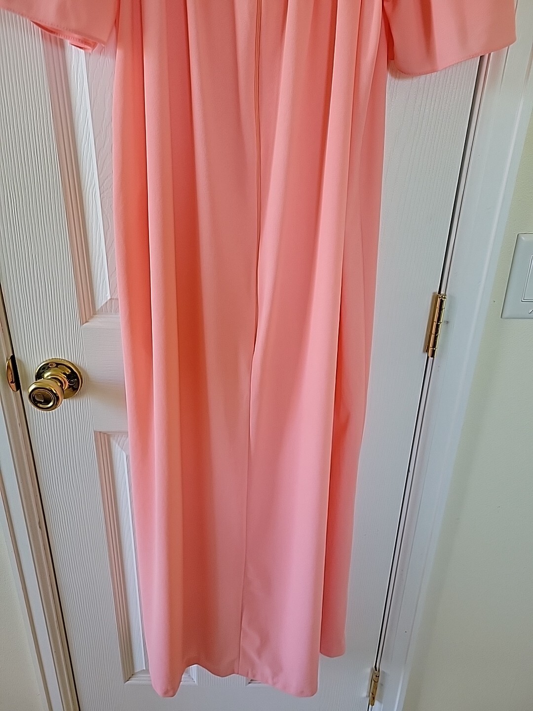 Sears Take Along Housedress Robe Size S/M Shortsleeve 1/2 Zip Peach Maxi VTG
