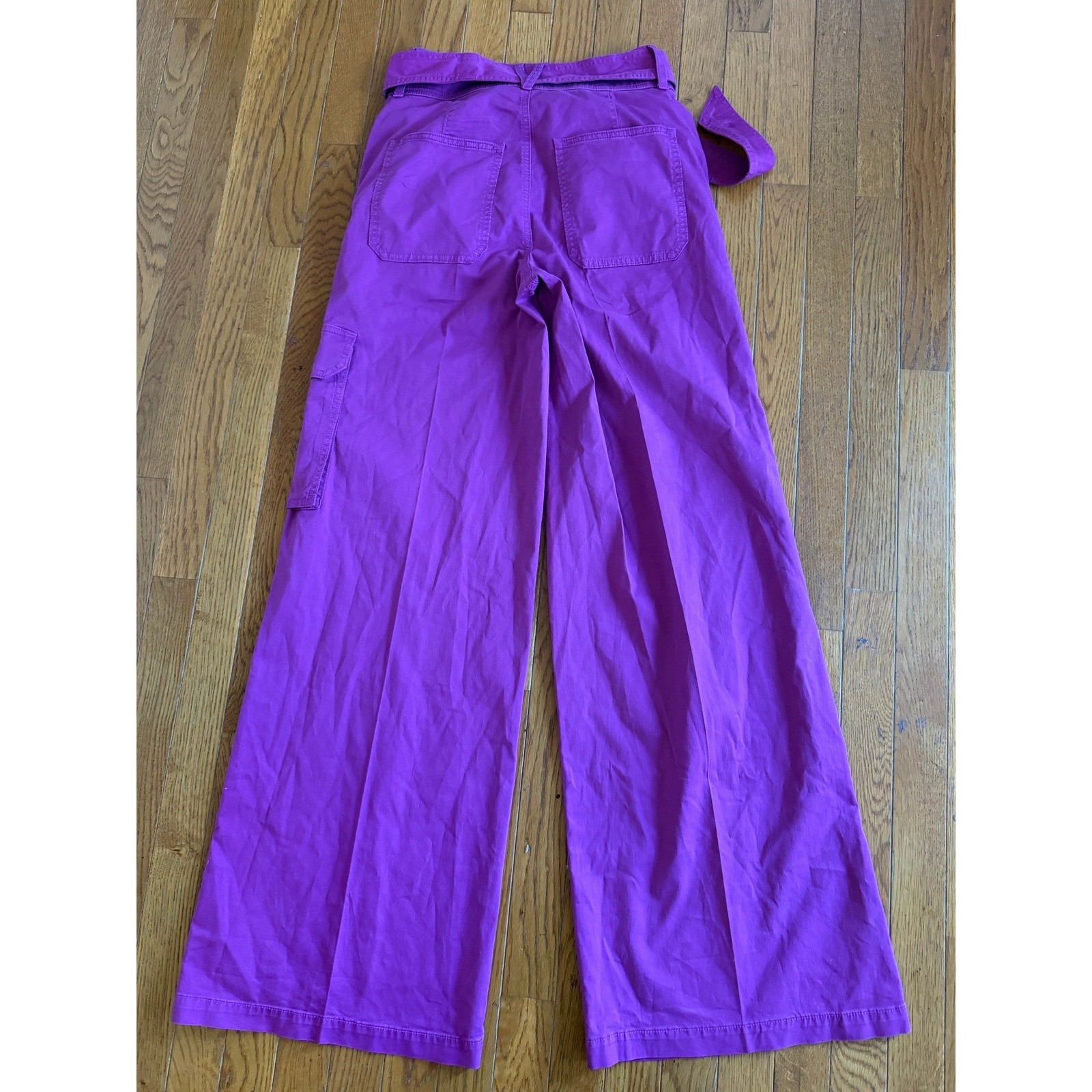 Veronica Beard Jeans Belisa Wide Leg High Rise Cargo Pants Magenta Size 26