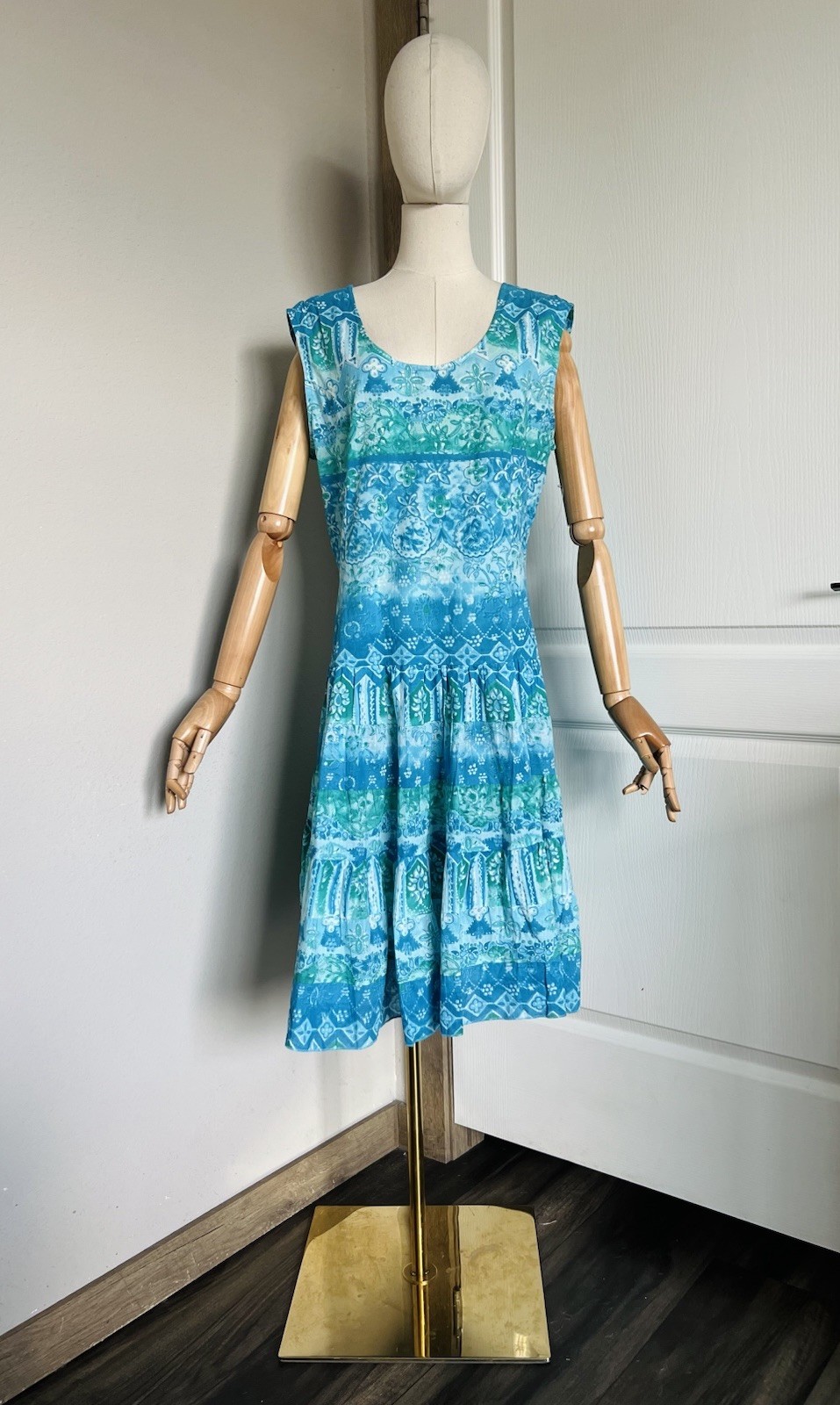 Vintage Phool India Boho Dress Lace Up Back Cotton Sundress COLORFUL Sz L NWOT