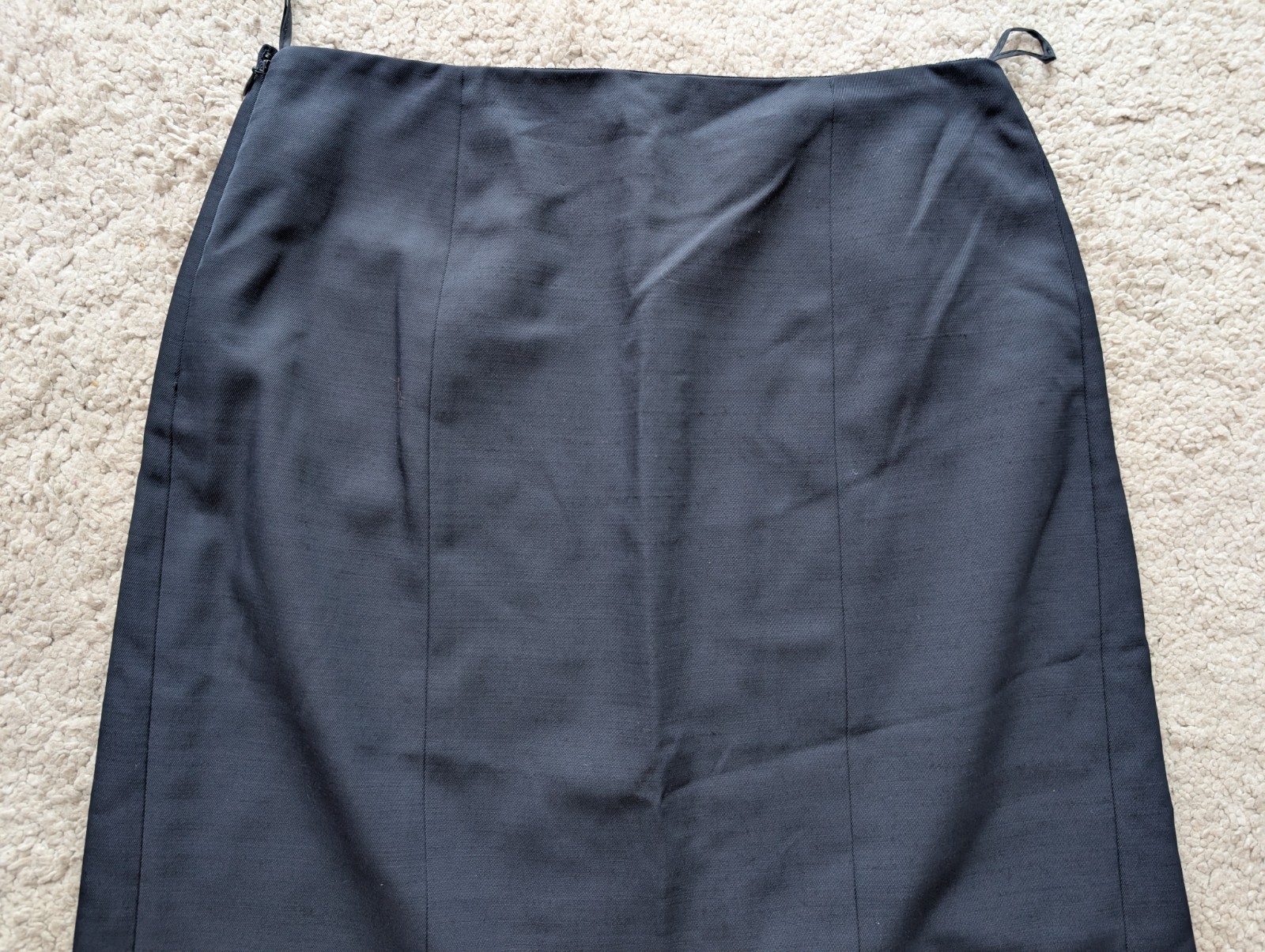 PRADA Womens Navy Blue Virgin Wool Nylon Knee Length Skirt A-Line Pencil Sz 42 M