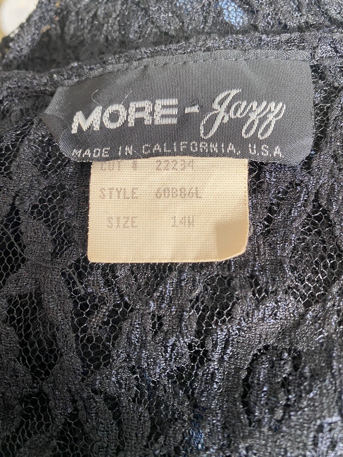 Women’s Vintage 1980’s More Jazz Black Lace Corset Dress Size 14W Goth Witchy