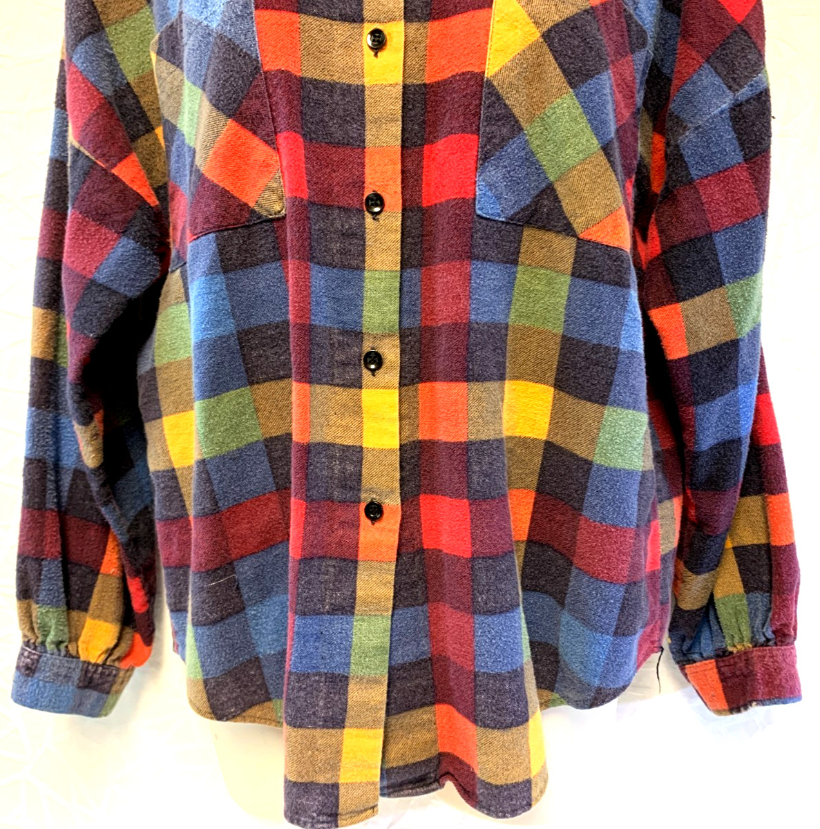 Vtg Sears the Fashion Place Long Sleeve Button Up Shirt Plaid Flannel Women’s 14