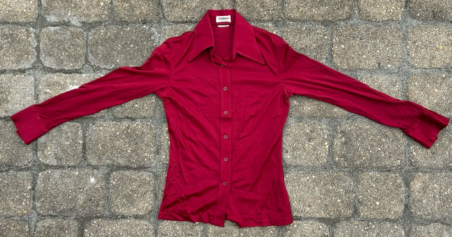 Vintage 70-80s The Limited Button Up Maroon Long Sleeve Shirt Size M