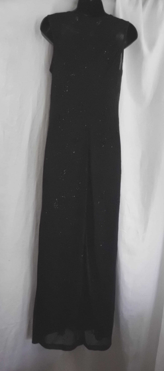 Vintage City Triangles Formal Maxi Dress Size M Black Sparkle Lined Polyester