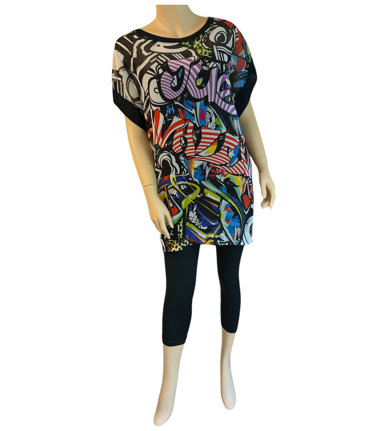 Vintage ROBERTO CAVALLI Just Iconic GRAFFITI Tunic Top Street Punk Rock Sz L