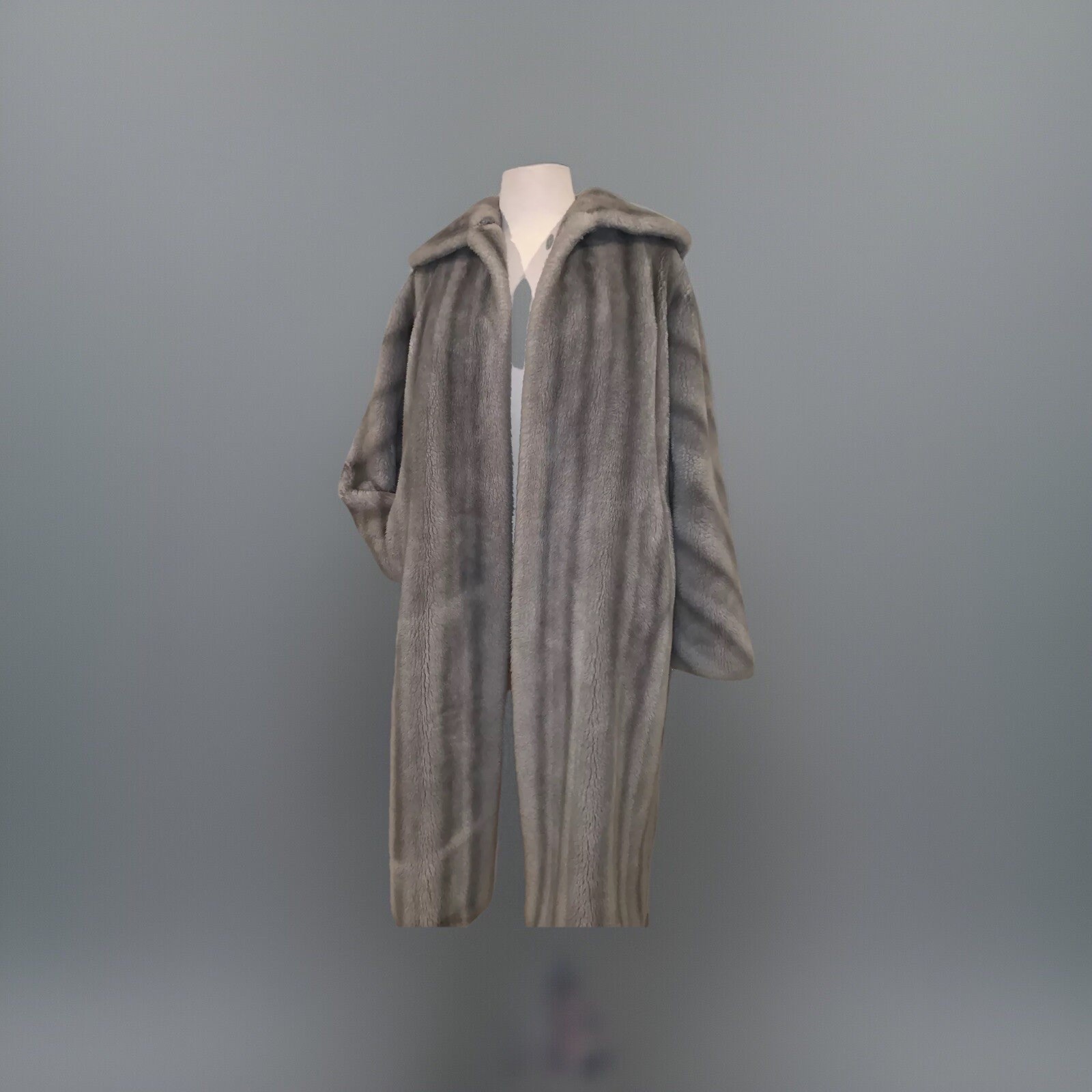Vintage Betty Rose Grey Vegan Fur Coat Size S/M Excellent Condition