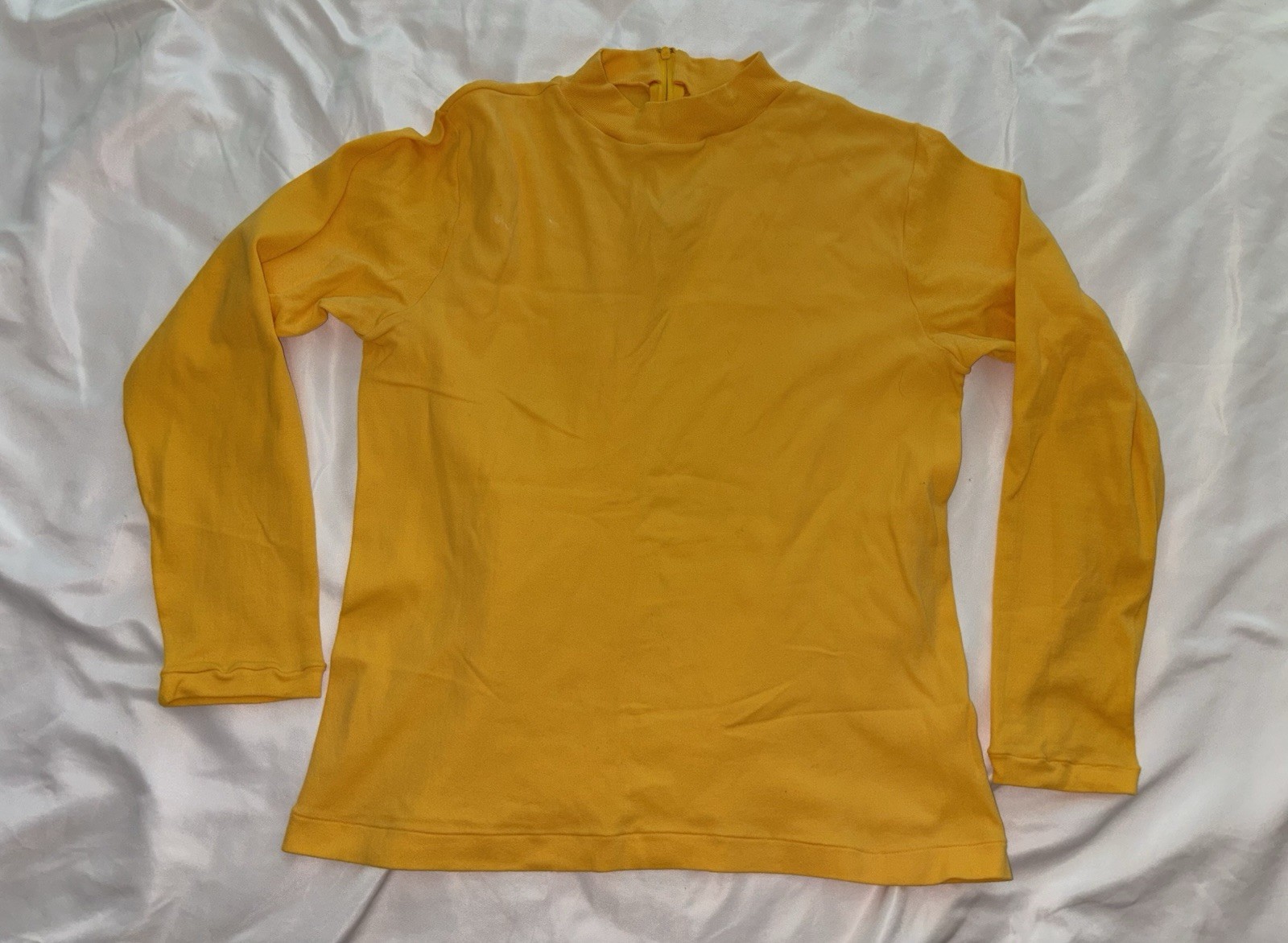 1960s women’s stretch, stretchy polyester sportswear top sz Small Yellow EUC