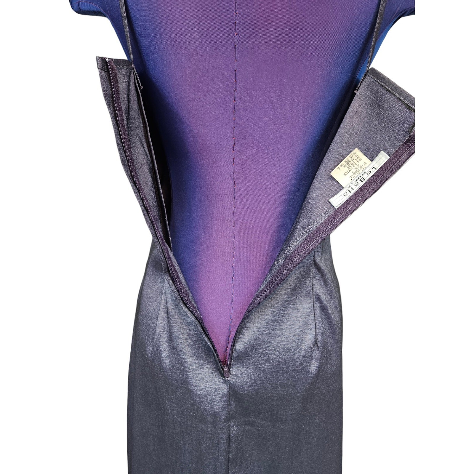 Vintage 90s La Belle Iridescent Purple Embroidered Satin Mini Dress Size 7 A37