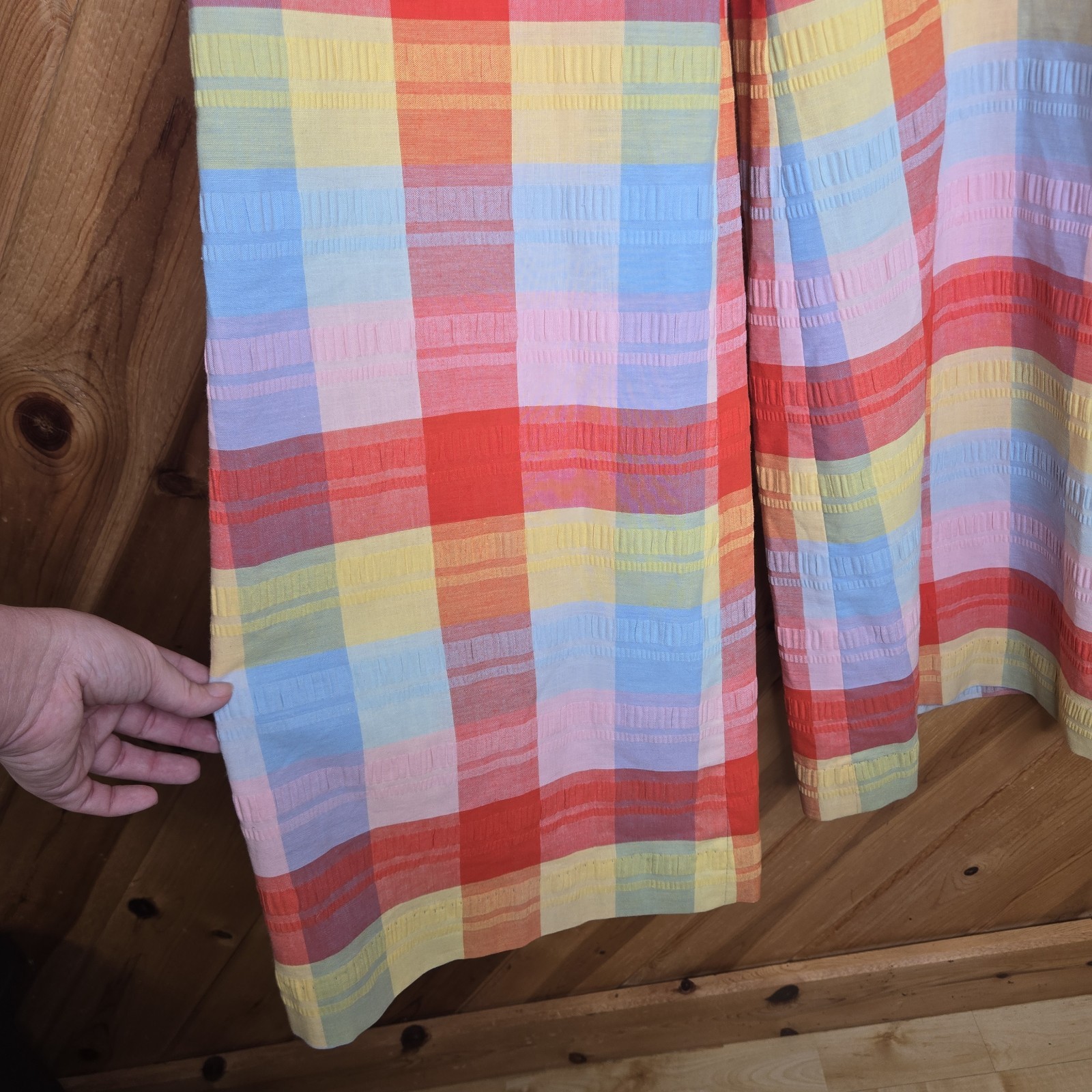 Rare Vintage 70s Plushbottoms High Waisted Rainbow Plaid Bell Bottoms 25″