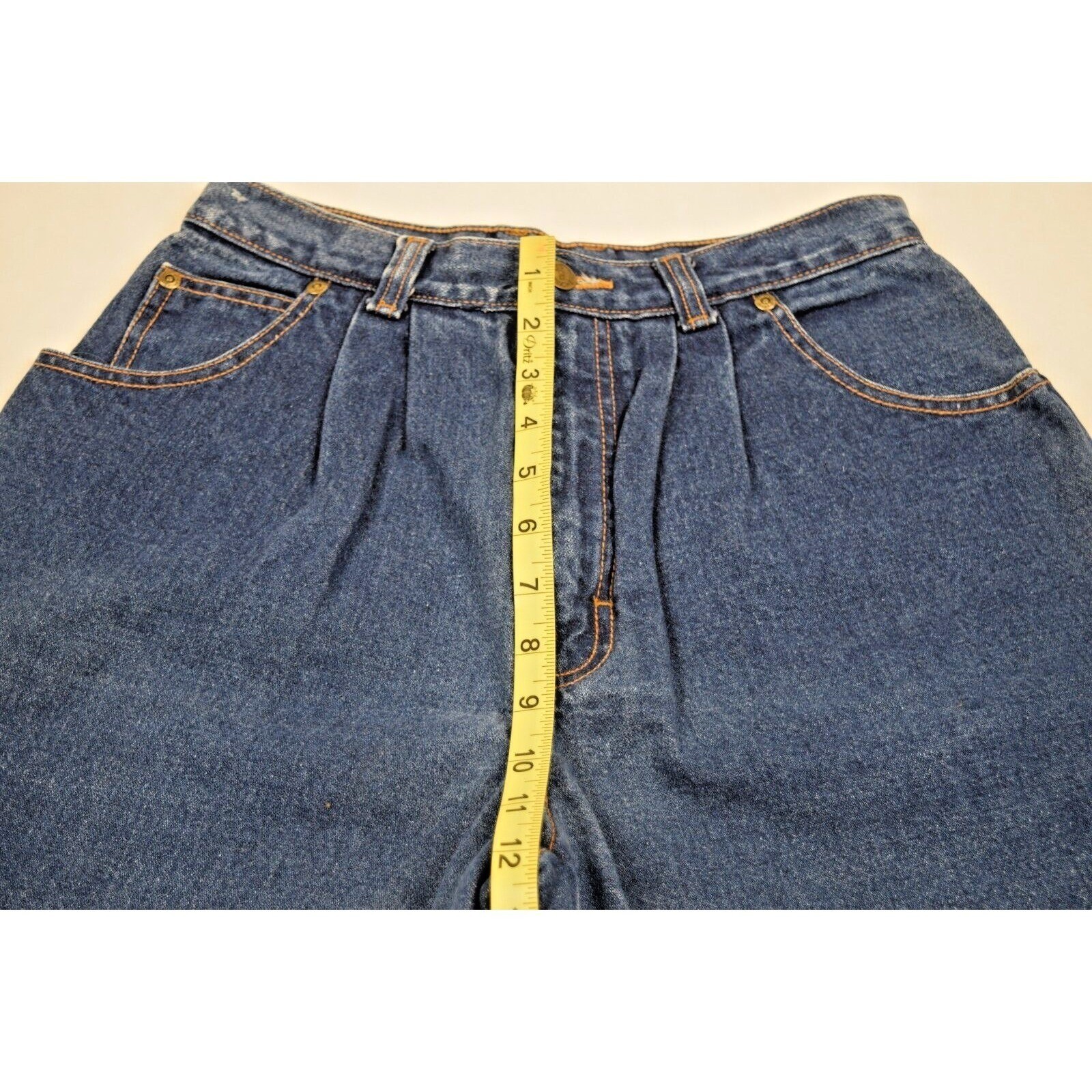 Vintage Jordache Jeans 28 x 29 70s Blue Pleat Tapered High Waist Patched MadeUSA