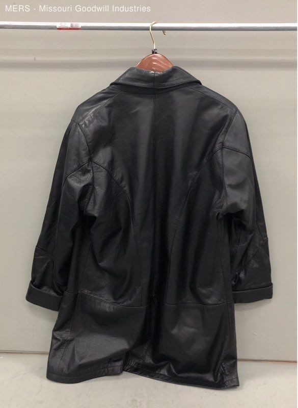 Vintage 90s Lisa Loren Women’s Black Genuine Leather Long Trench Coat Sz M