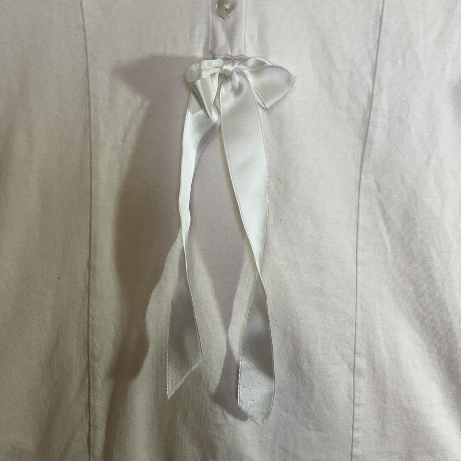 Vintage Dolce Lia Lace Trim Lingerie Top Ivory Short Sleeve L Satin Bow Italy