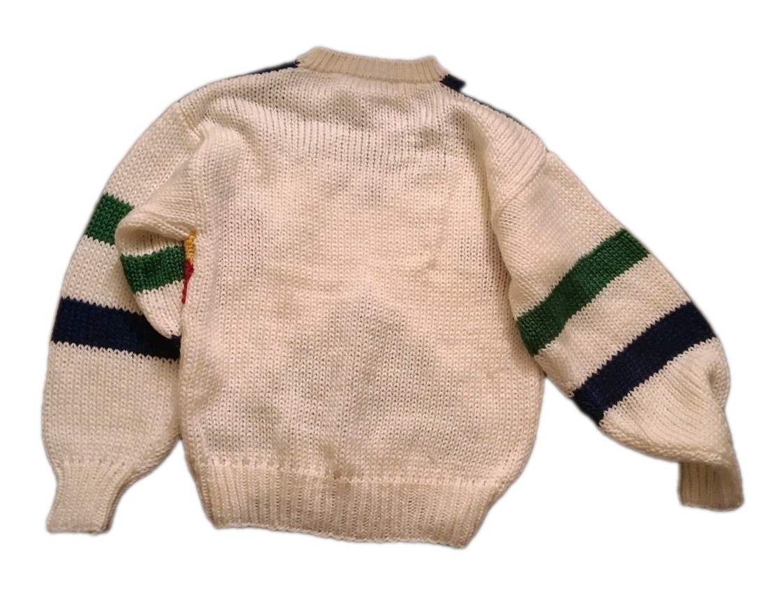 Vtg Pierre Cardin Sweater Med Multicolor Colorblock Abstract Chunky Knit Stripe