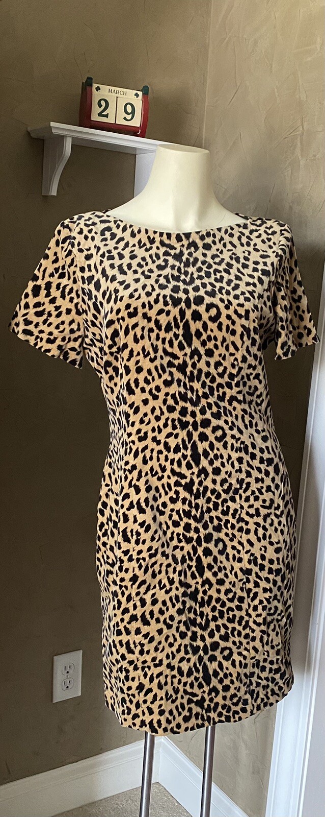 Misty Lane Velvet Cheetah Dress, Size 8, velvet leopard print vintage
