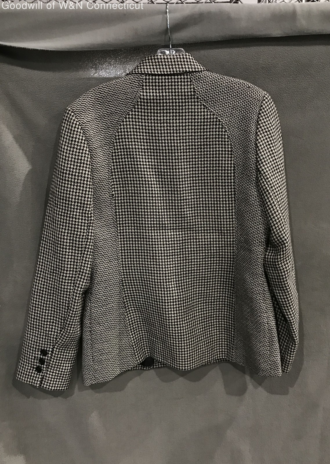 Vintage 90s Harve Benard 100% Wool Houndstooth Blazer Jacket Made Ukraine Sz 8