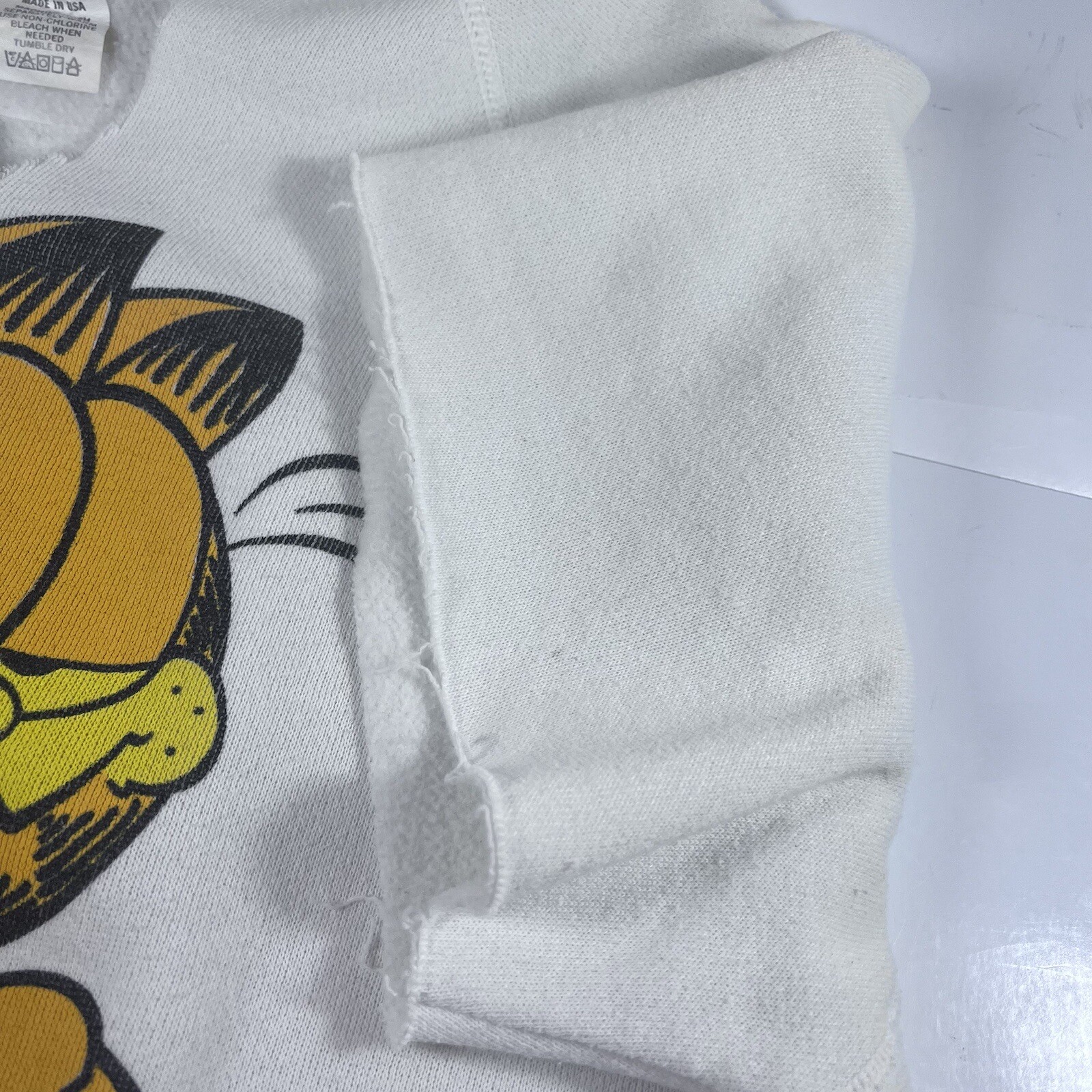 Vintage Garfield Texas Sweater USA One Size White Orange Jim Davis Sweatshirt