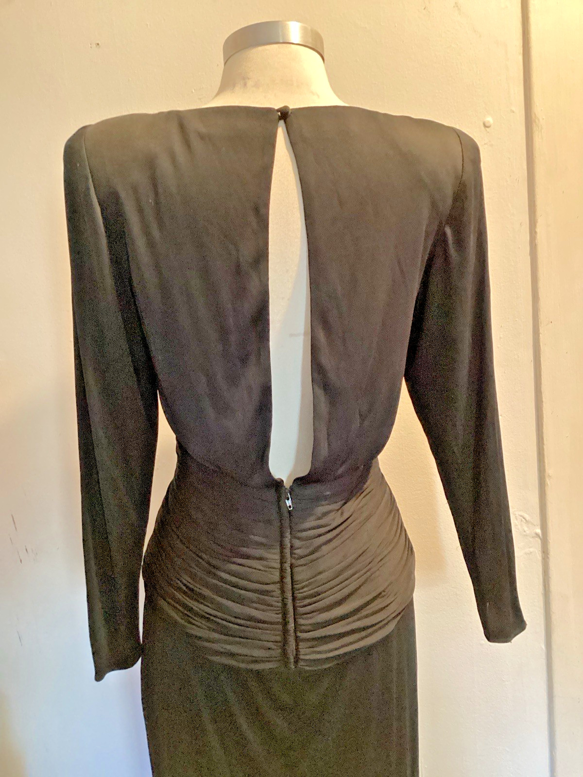 vintage 70’s matte silk jersey Jill Richards disco pleated long evening dress S