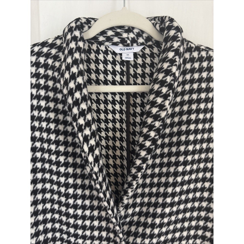 NWT Old Navy Coat Black White Houndstooth Academia Preppy Classic Cozy Sz XS