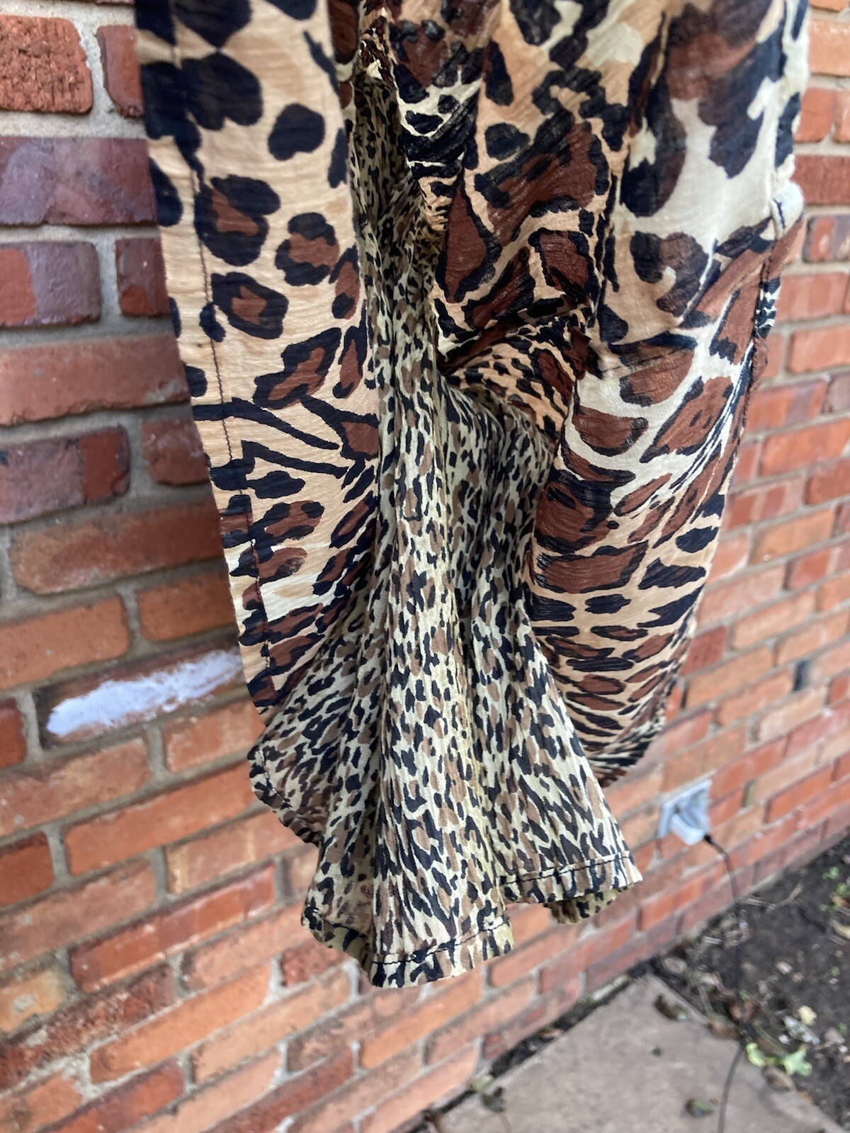 Vintage Zashi INDIA Boho MAXI SKIRT CRINKLED COTTON Animal Print Reversible L