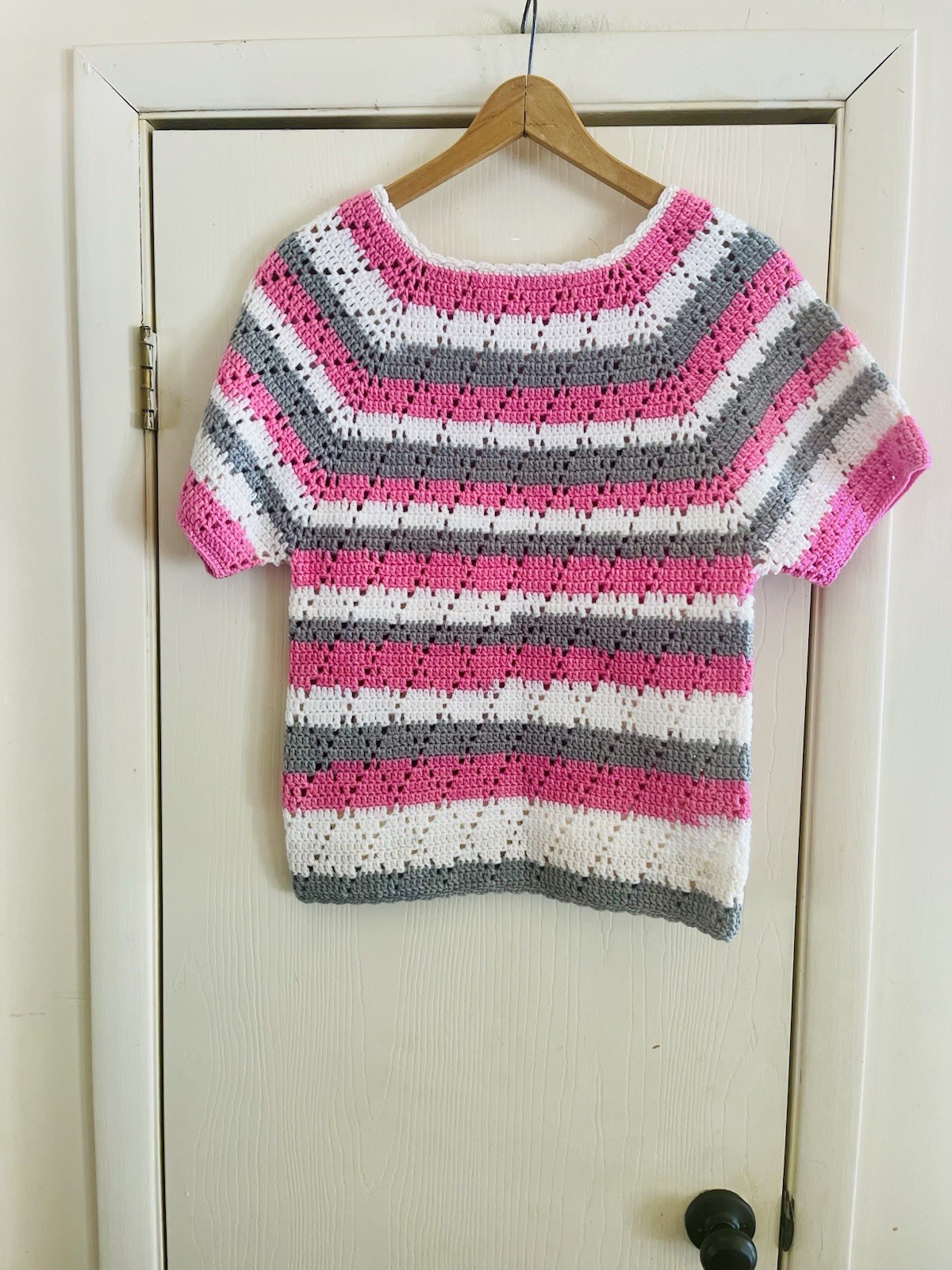 Vtg 60s 70s Handknit Grannycore Boho Hippie Cottagecore Crochet Sweater M