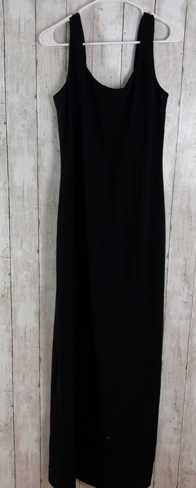VTG Jennifer George by Night Maxi Dress Black Scoop Back Sexy SZ 12 Wool Classic