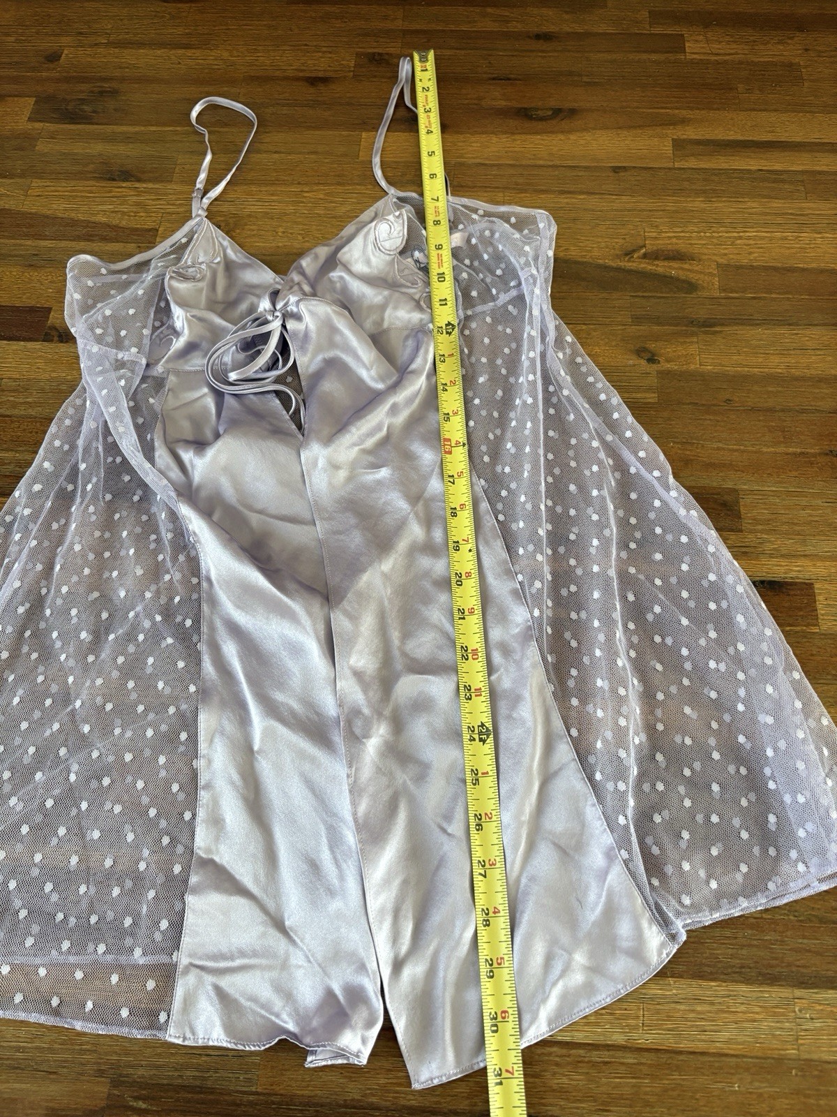 VTG Victoria’s Secret Babydoll Large Lilac Purple Polka Dot Silky Negligee NWT