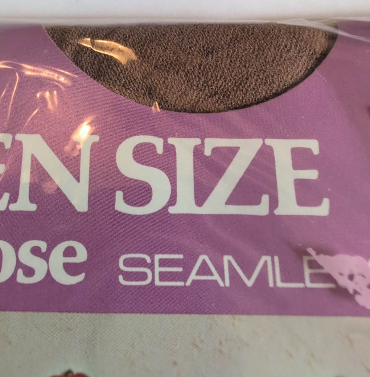 Vtg NOS 70s Sheer Seamless Stretch Pantyhose Suntone TALL Queen Size DH4/126 NIP