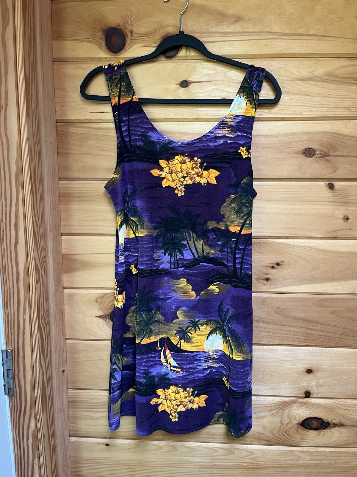 Vintage 90s Body Con Purple Beach Dress With Orange Accents Size L