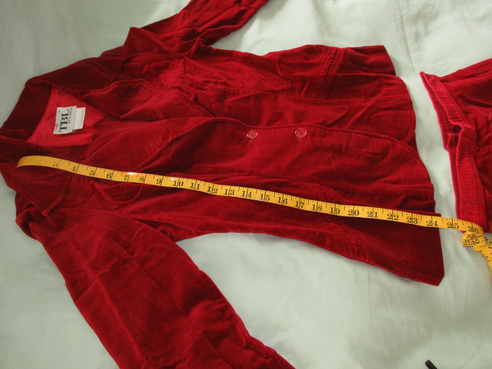 Vintage 90s Y2K Red Velvet Suit Jacket Skirt Long Size 4 / 6 TBL Christmas