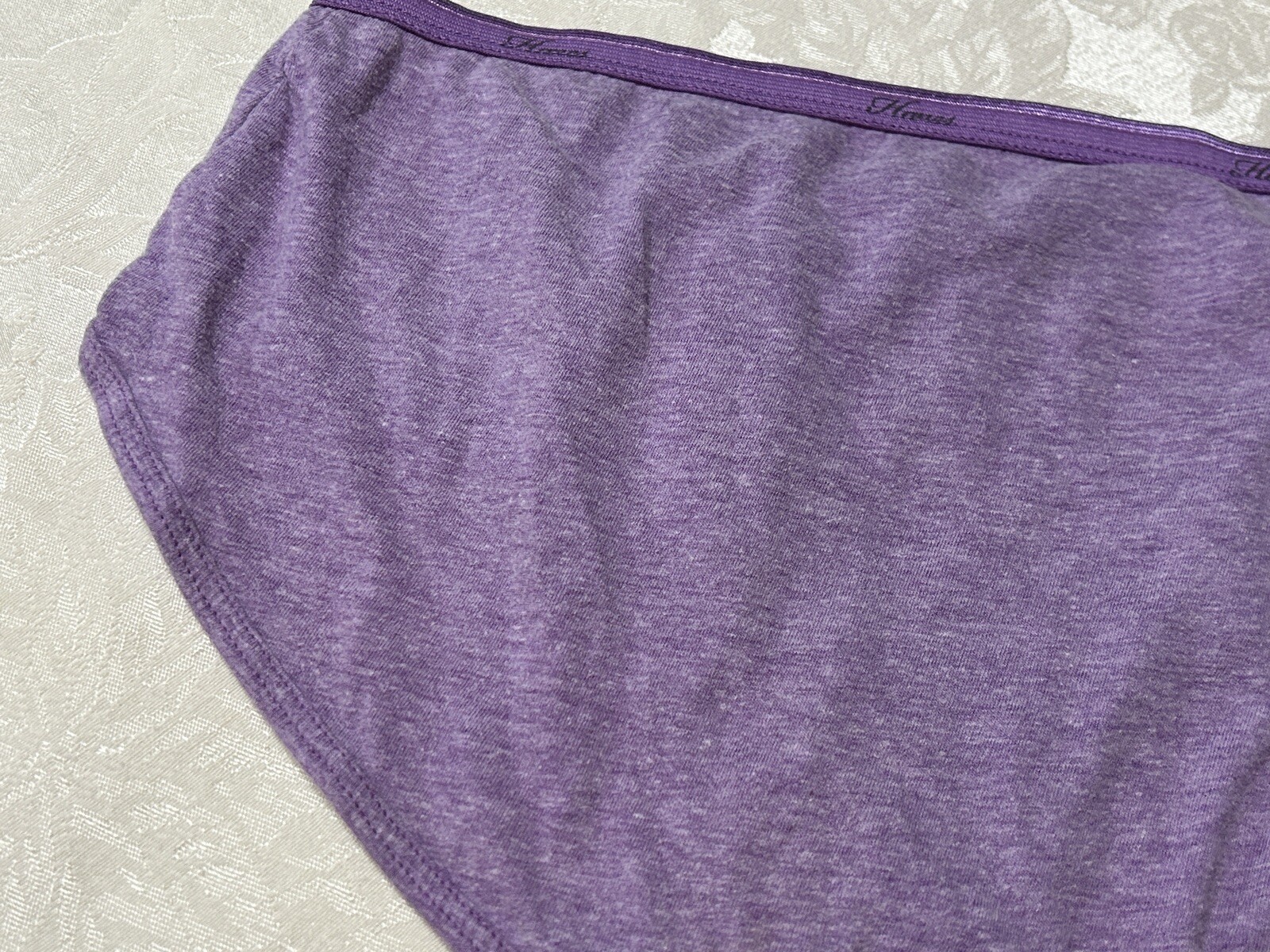 Vtg HANES Cotton Blend Signature Waistband 7/L Purple Heather Brief Panties
