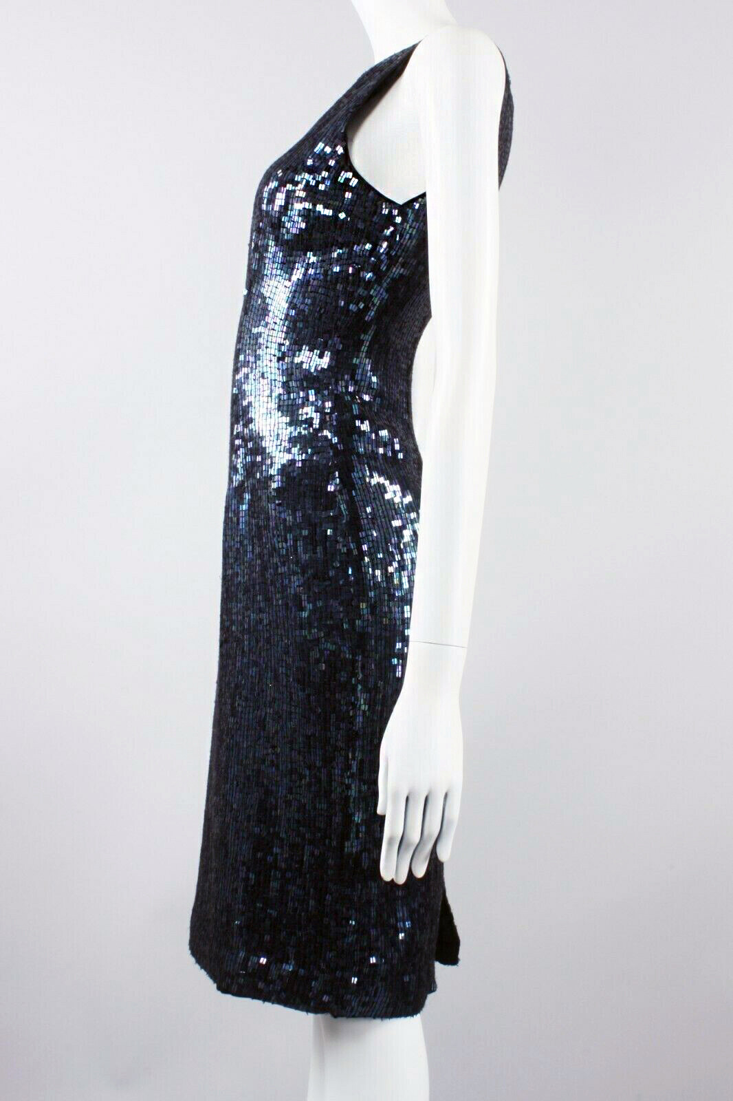 M/L Vintage 90s Mark John Gopal SILK Oil Slick Sequin Party Cocktail Mini Dress