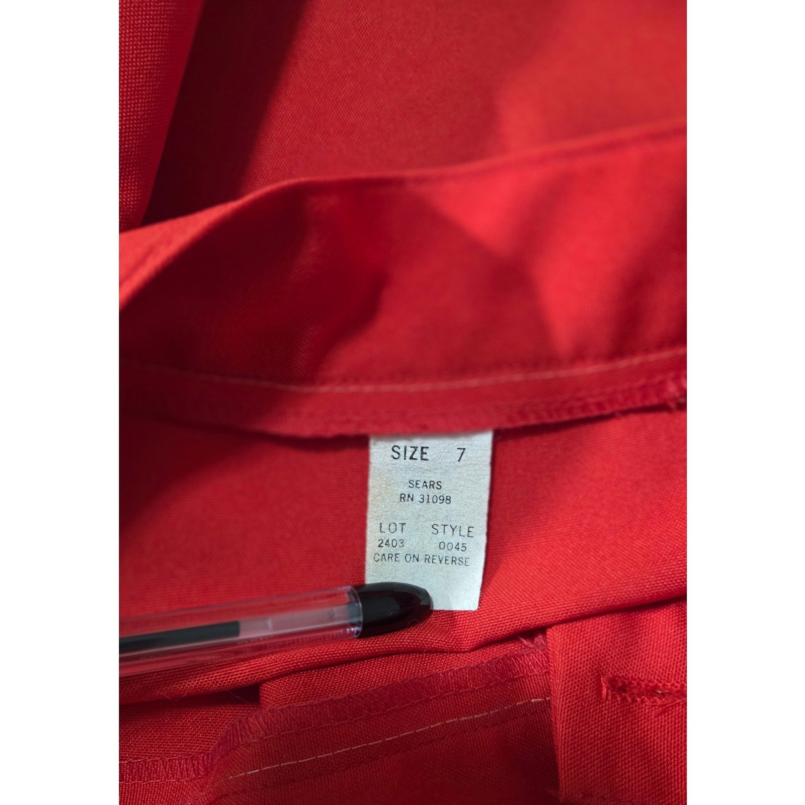 Vintage Sears Retro Preppy Red A-Line Midi Skirt Button Back Detail Size XS – S