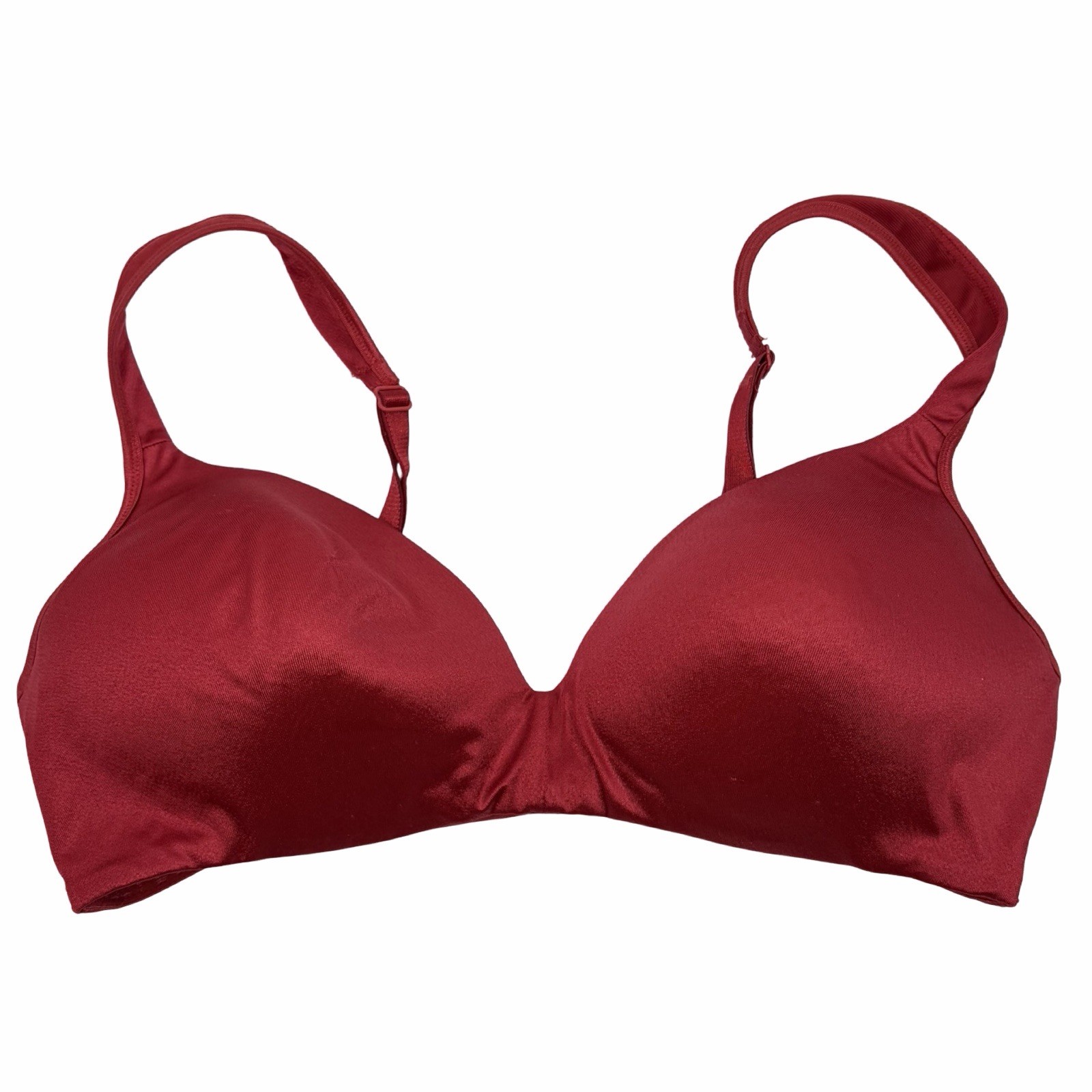 Victoria’s Secret Satin Wire Free Bra Red Burgundy 34B Vintage Y2K Pink Label
