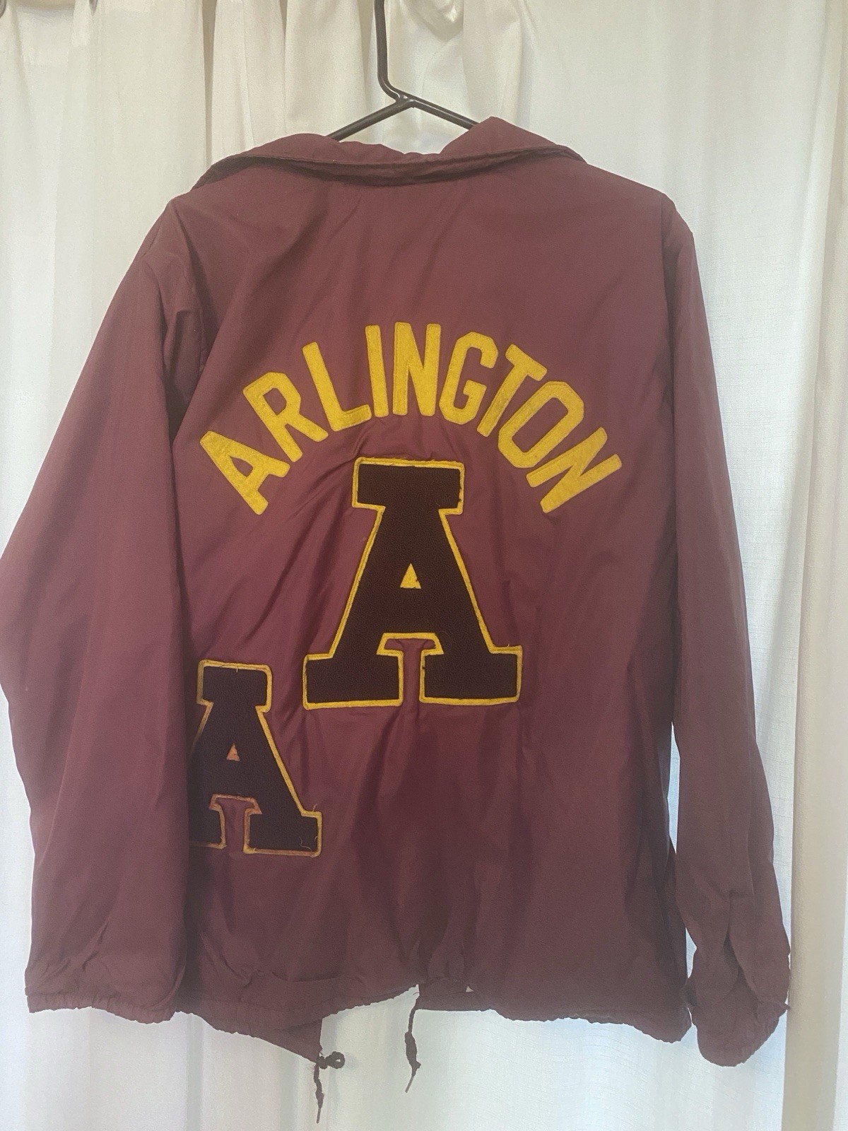 Vtg 80s Arlington HS (NY) Varsity Letter Windbreaker Snap Jacket M Aristo Jac
