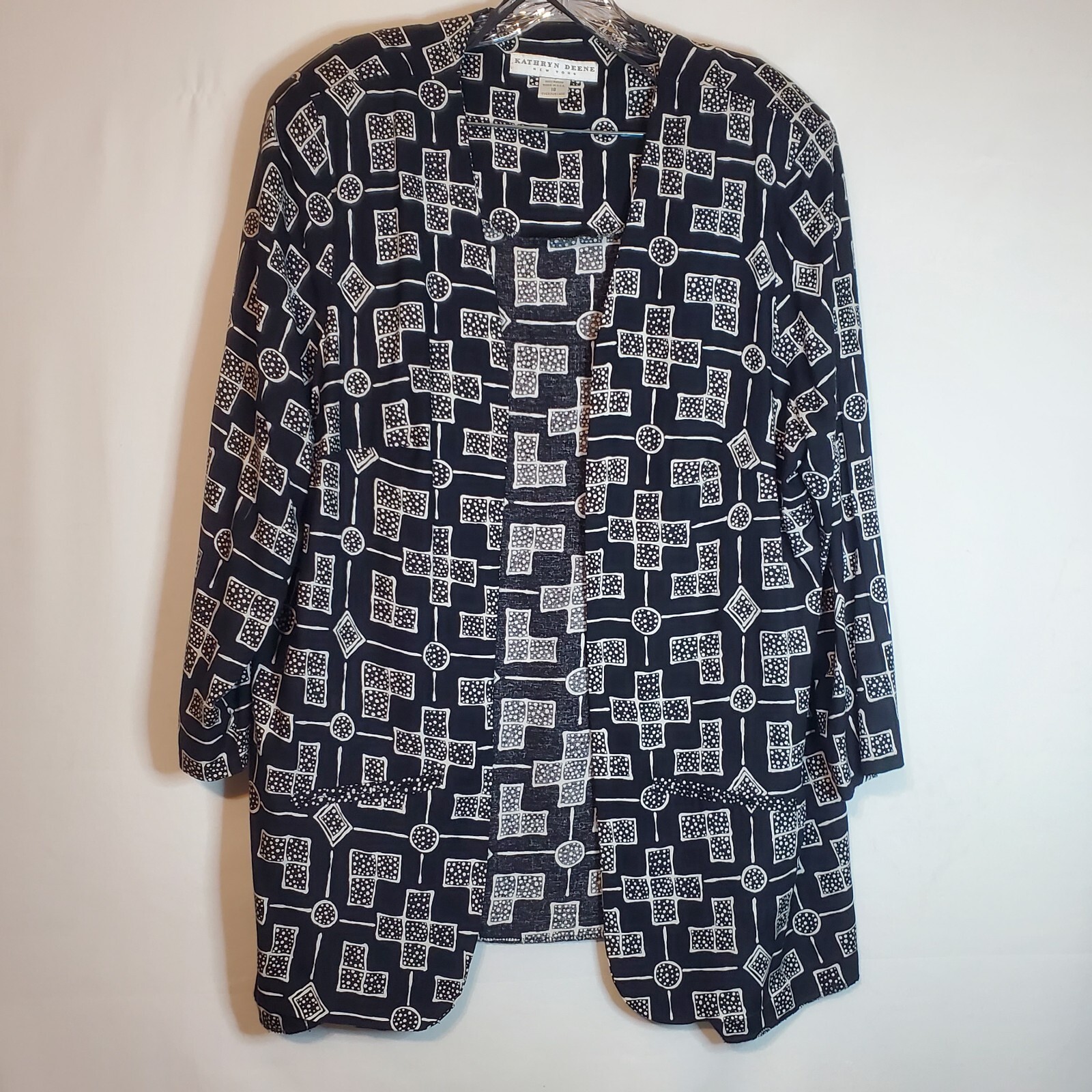 Women’s Size 18 Vintage Kathryn Deene USA Rayon Blazer Jacket Geo Polka-dot