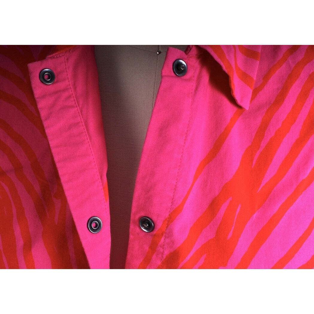 Vtg 60s 70s Vuokko Shirt Iconic Wave Stripe Print Pink Orange Cotton Marimekko