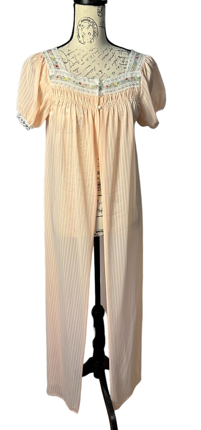 Movie Star 1960’s Vintage 3 Button Chiffon Peignoir Robe Nightgown Womens Med