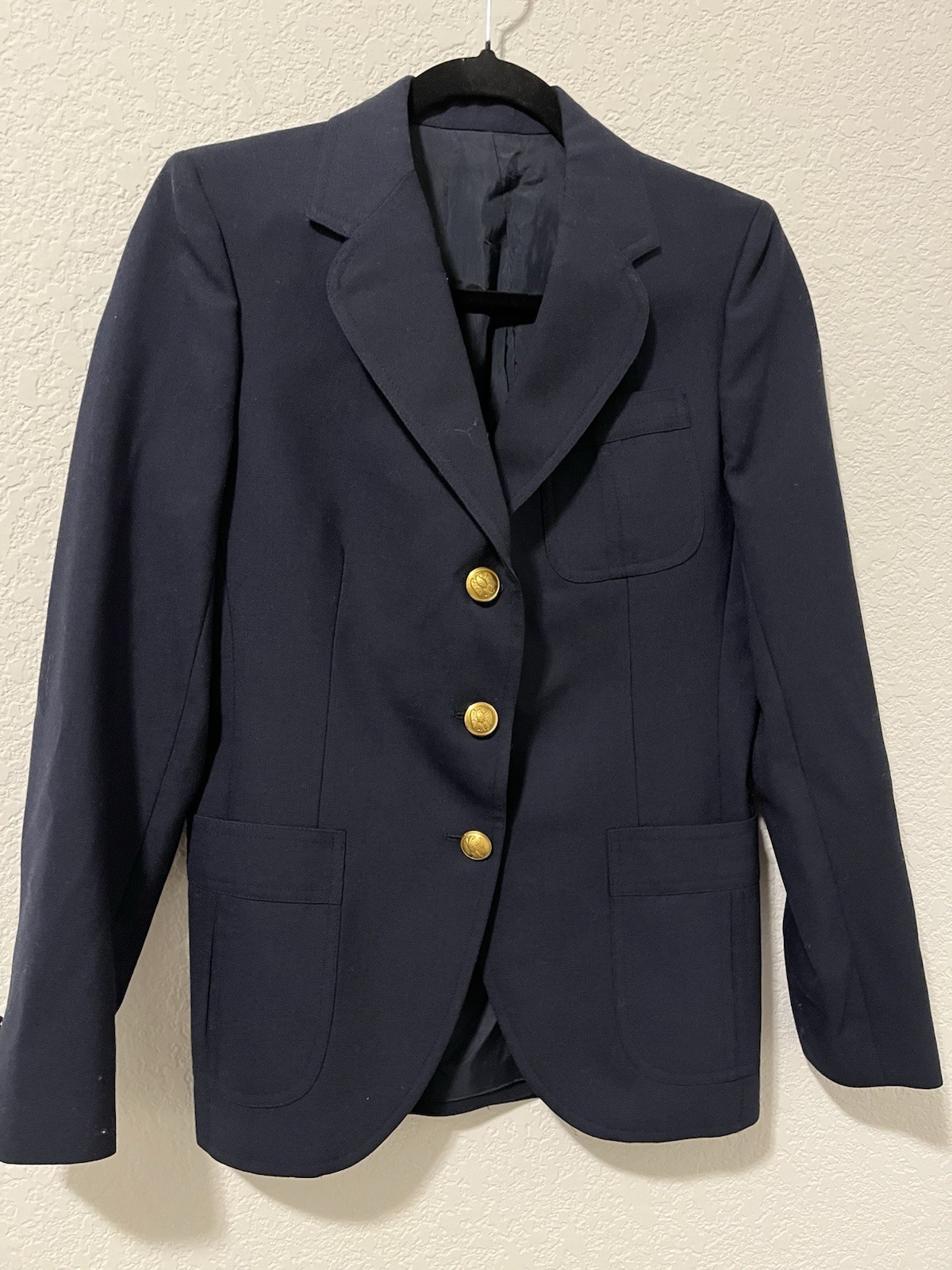 Vintage Stanley Blacker Blazer Womens 6 Navy Gold Button Eagle Union USA Classic