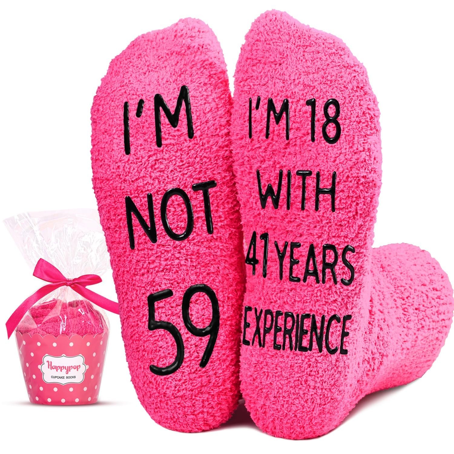 HAPPYPOP 59th Birthday Gifts Medium, 18 With 41 Years Experience Dark Pink
