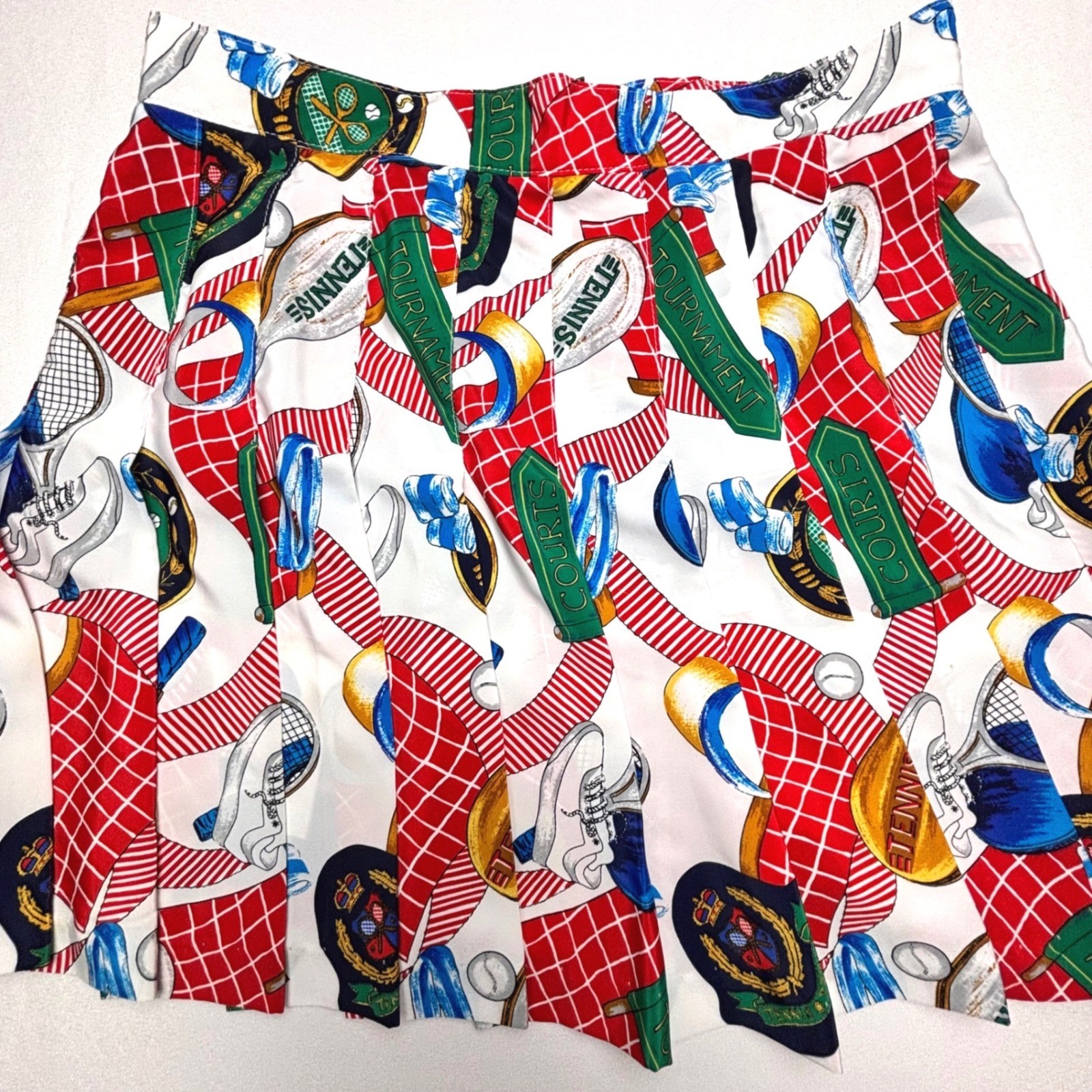 Vintage Tail Tennis Skirt Womens 8 Multicolor Novelty Print Pleated Made in USA