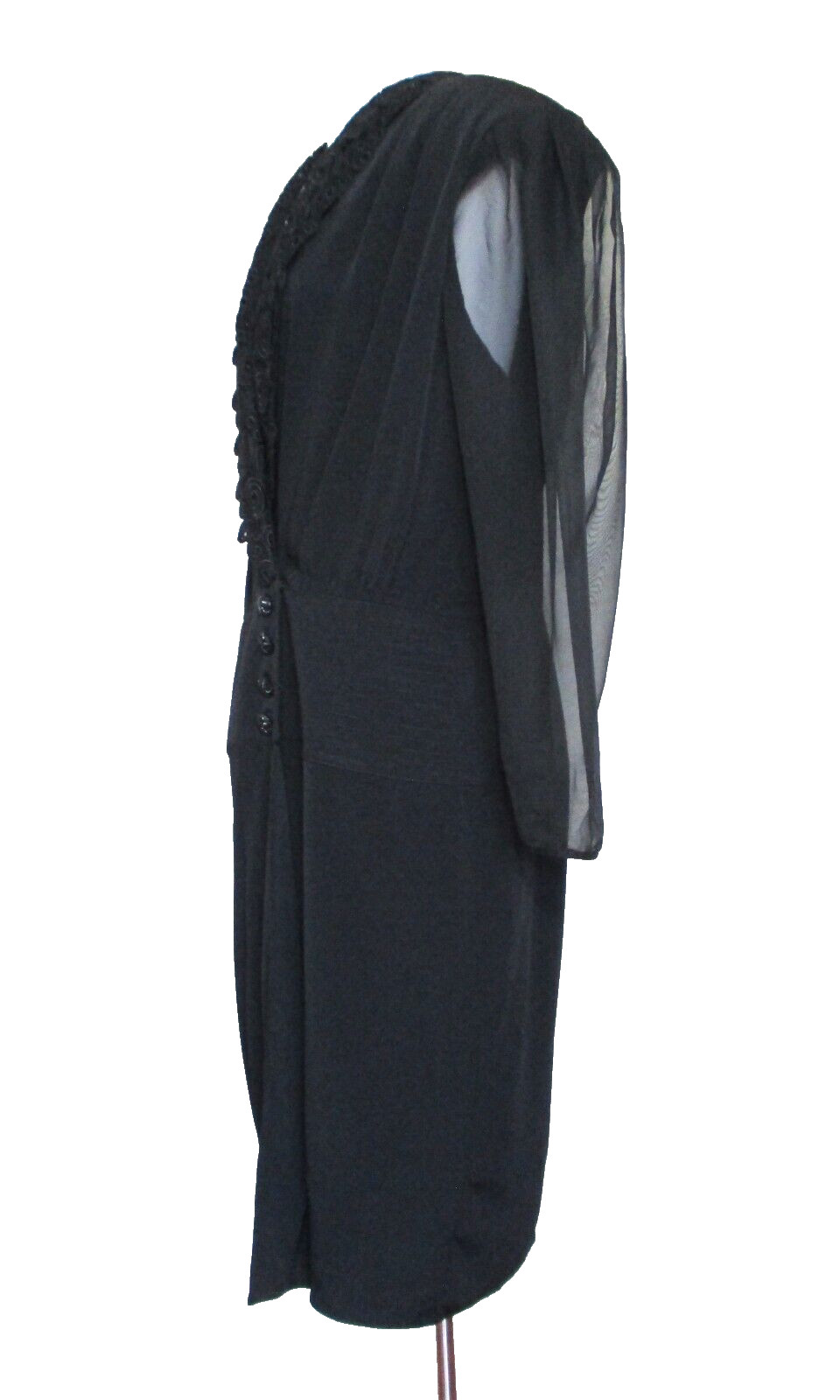 Vintage Barbara Barbara Woman Wrap Dress Sz 20 Women Black Embroidered Collar