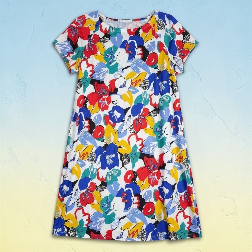 Lord & Taylor Vintage Young Peoples Shops Floral Abstract Shift Dress Large