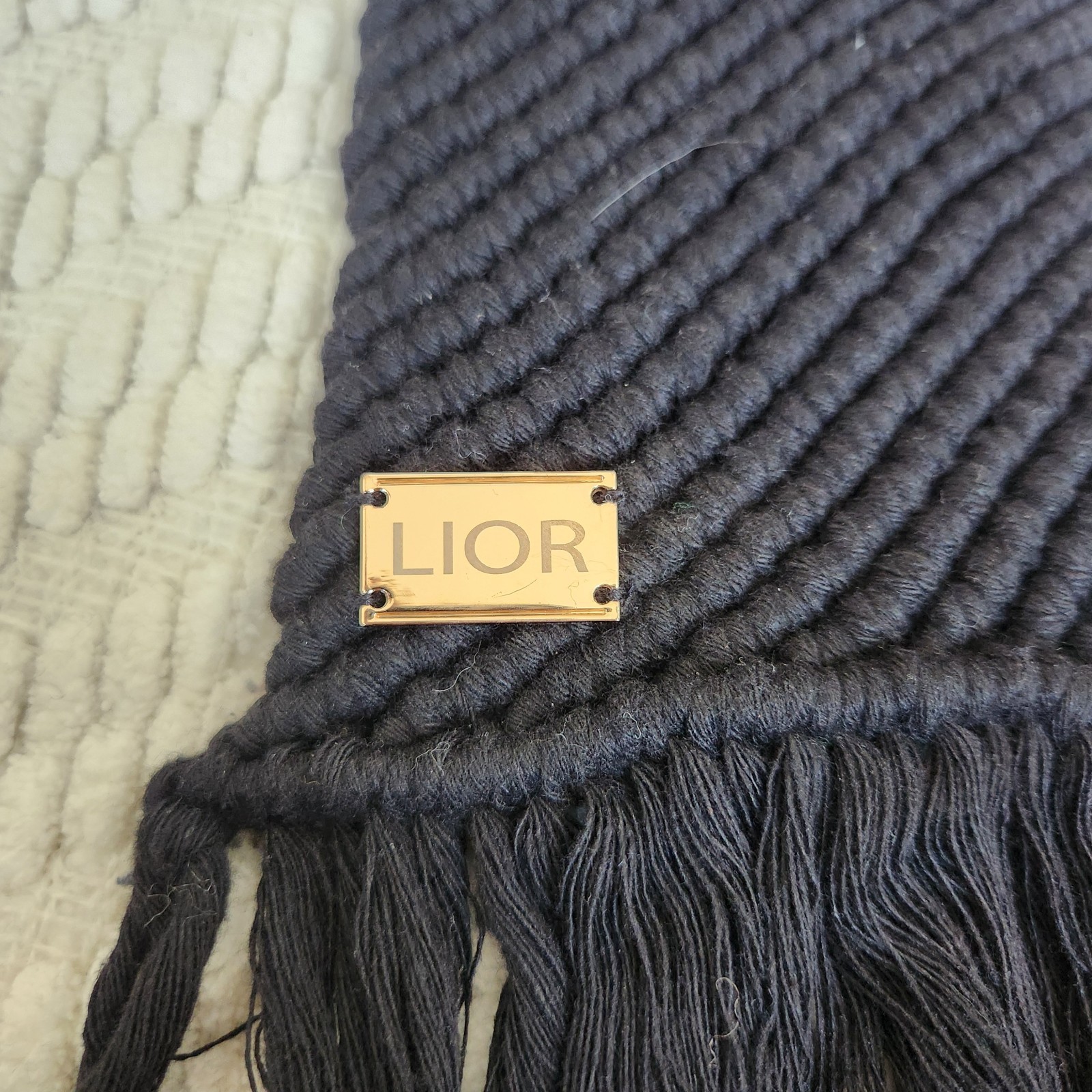 Lior Black Macramé Halter Top Sz S/M Fringe Hem Boho Festival Concert Shirt